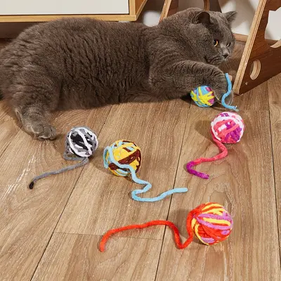 Plüsch-Katzenspielball mit Glocke, interaktiv - 1