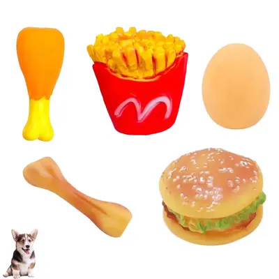 TPE sesli köpek oyuncağı, tavuk budu ve hamburger şeklinde - 4