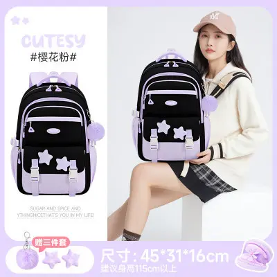 School Backpack Large Capacity Lightweight Trolley Sleeve - 13