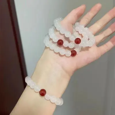 Eji Jing Jade Imitation grüner Jade tiefe Liebe weißer Jade Armband einfach elegant grüner Jade süßes Armband Live-Shopping Wohlstands-Armband