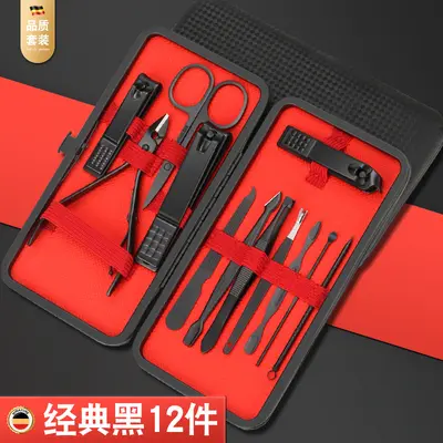 Grenzüberschreitende Nagelschere, Maniküre-Set, schwarz und rot, 24-teiliges Set, schräge Nagelschere, einteiliges Maniküre-Set, Nagelhautschere - 10