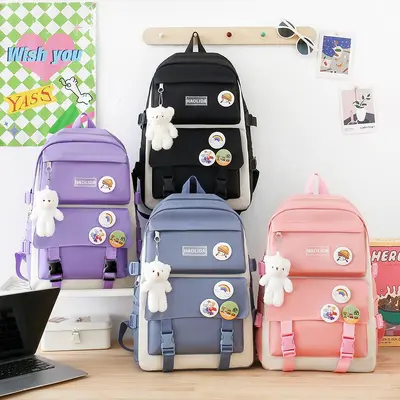 Öğrenci sırt çantası, dört parçalı set, Harajuku tarzı