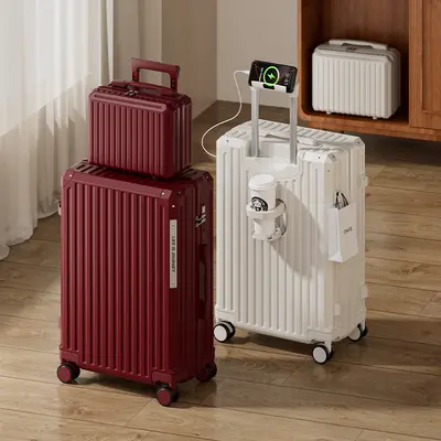 20-Zoll Kabinengröße Koffer, Hochzeitskoffer, Rollkoffer, 28-Zoll großvolumiger Reisekoffer, Zahlenschloss, universelle Räder, Mutter-Kind-Kofferset. - 4