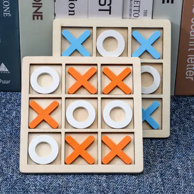 Ahşap Eğitici XOX (Tic Tac Toe) Oyunu, Ebeveyn-Çocuk İkili Oyun - 2