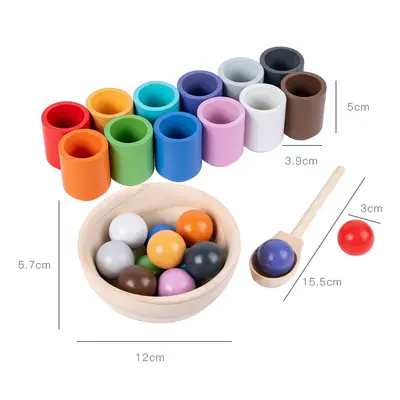 Cross-border Montessori early education ten-color sorting containers color recognition matching children's concentration training wooden educational toys - 9
