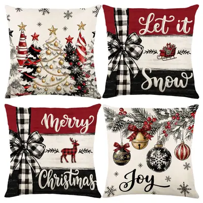 Winter New Christmas Custom Printed Pillow Cover Cross-border Christmas Decorative Sofa Cushion Cover Bedroom Throw Pillow Case - 7