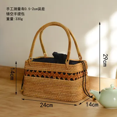 Handmade Vietnamese Woven Basket, Nordic Style Picnic and Outing Basket - 11