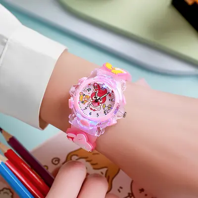 Kinderuhr aus Quarz mit 3D-Silikonband, niedliches Hundedesign