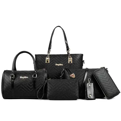 Damentaschen-Set mit Prägemuster, sechsteilig, inklusive Mutter-Kind-Tasche - 5
