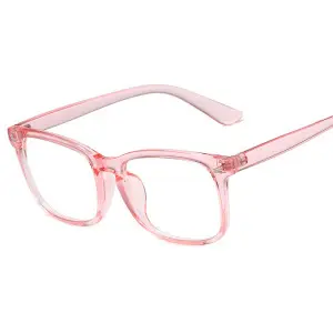 Women's Pink Square Frame Anti-Blue Light Glasses, Simple Design - 9