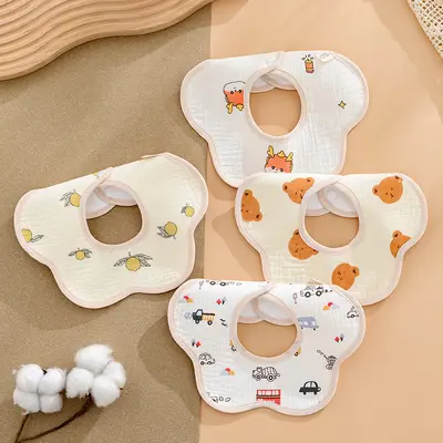 Saf pamuklu bebek tükürük önlüğü, erkek bebek için, su geçirmez cepli