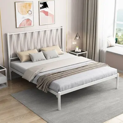 Avrupa Tarzı Modern Demir Yatak 1,5 m 1,8 m Tek ve Çift Kişilik