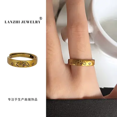 Lanzi Vintage-Retro-Damenring aus hochwertigem antiker Goldtechnik, hochfarbecht, luxuriöses Design, koreanischer Modeschmuck, Fingerring - 10
