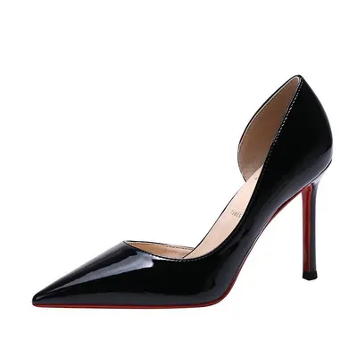 Women's Pointed-Toe High Heel Patent Leather Pumps, Nude - 9