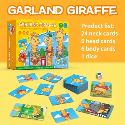 Giraffe Board Game with Wreath, Children's Addition and Subtraction Number Cards - 7