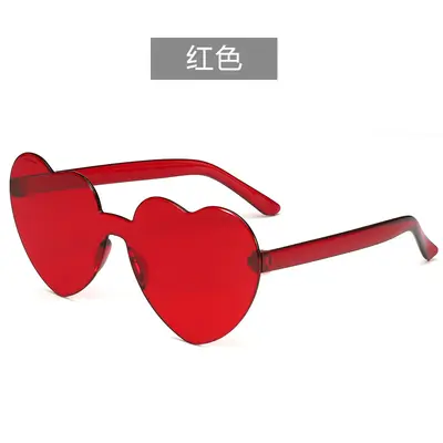 爱心太阳眼镜 桃心太阳镜 果冻色无框心型连体眼镜 炫目色彩眼镜 - 9