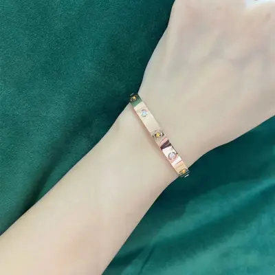 18K gold-plated bracelet, wide/narrow version, cubic zirconia - 4