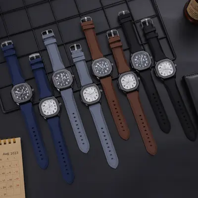 Popüler moda trendi dijital kare erkek saati öğrenci rahat silikon kayış kuvars saat erkek toptan - 5