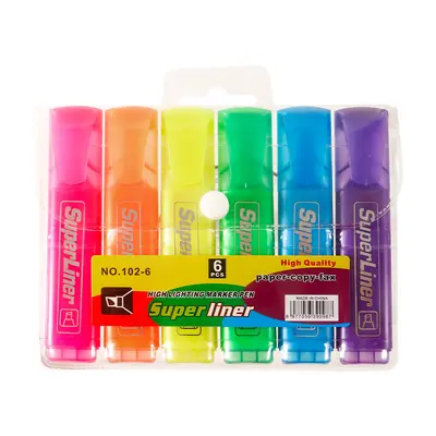 6-Color Chisel Tip Highlighter Marker Set