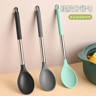 Manufacturer Supply Silicone Kitchen Utensil Set Cooking Spatula Spoon Silicone Serving Spoon Soup Spoon Non-stick Pot High Temperature Resistant