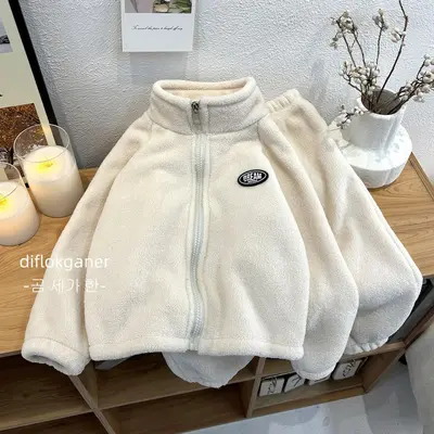 Children's Double-Sided Velvet Two-Piece Set, Autumn Winter, Windproof - 9