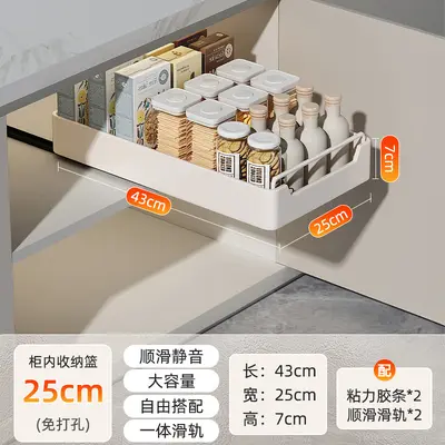 Pull-out kitchen cabinet organizer with sink basket - 8