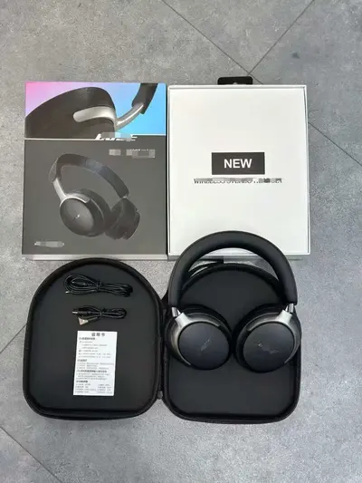 QC55 Bluetooth Over-Ear Headphones, Foldable with Leather Pouch