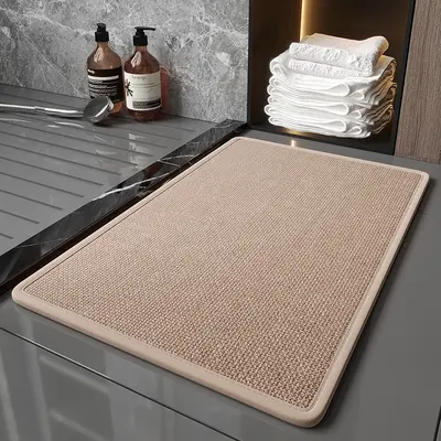 Thickened Linen Bathroom Mat, Absorbent and Non-Slip - 8