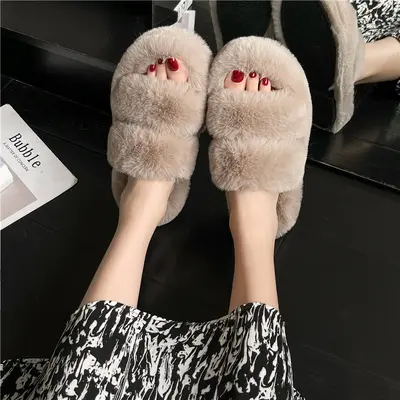 Women's Plus Size Fluffy Slippers, Non-Slip Cotton House Slippers - 7