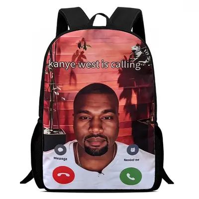 Kanye West Print Backpack with Video Call Meme Design, Student Schoolbag - 4