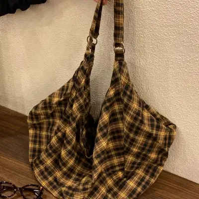 Retro Plaid Canvas Backpack for Women, Large Capacity, 2025 Model