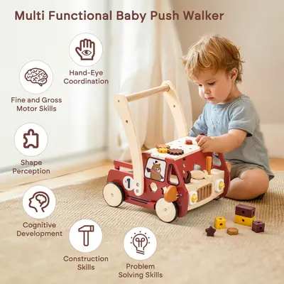 Baby Walker Toy, Multifunctional, Anti-Rollover, Building Block Cart