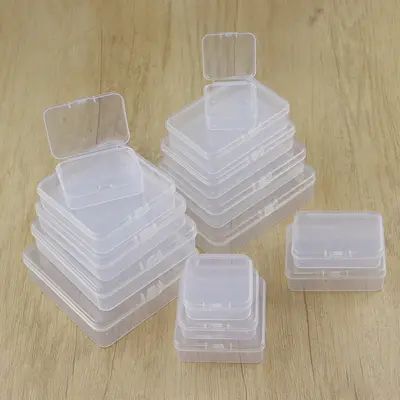Transparente PP-Box rechteckige Kunststoffbox Teilebox Handyspeicher-Werkzeug Mini kleine Aufbewahrungsbox Angelausrüstung