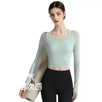Damen-Yoga-Langarmshirt mit Brustpolster - 5