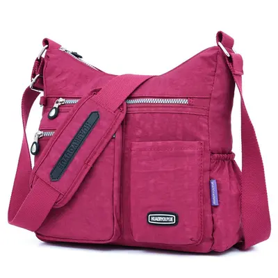 Women's Waterproof Nylon Crossbody Shoulder Bag Floral Pattern - 11