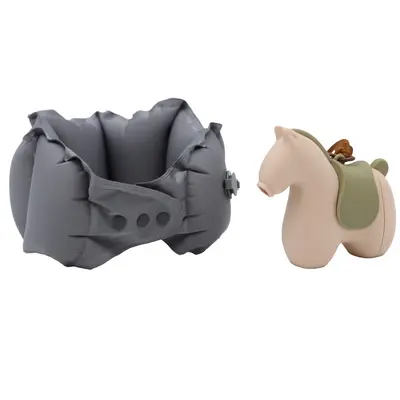 Portable travel neck pillow, press-to-inflate U-shaped - 10