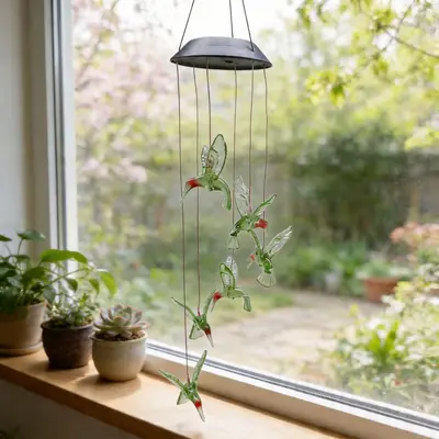Solar-Libellen-Windglocken-Gartenleuchte, wasserdicht, für Außenbereich - 7