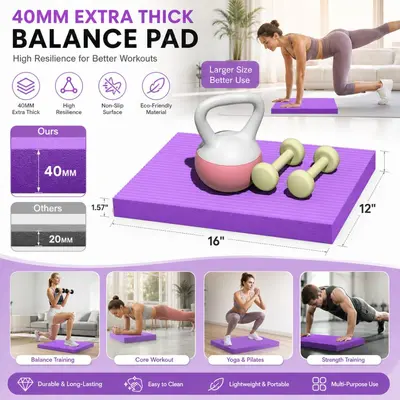 Yoga egzersiz seti, denge pedi, diz koruyucu, kalın malzeme - 5