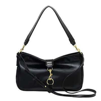 Retro Women's Baguette Underarm Bag with Shark Clip Lock, Crossbody