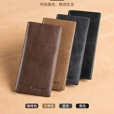 Men's Retro Long Wallet with Multiple Card Slots, Genuine Leather - 3