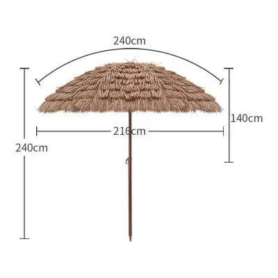 Outdoor Thatched Sun Umbrella, Simulated Straw Beach Parasol for Courtyard and Garden - 10