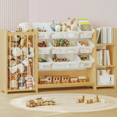 New Solid Wood Toy Rack Montessori Bookshelf Kindergarten Toy Storage Shelf Multi-layer Children's Toy Organizer