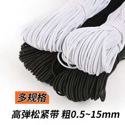 Round High-Elasticity Cord Elastic Band, Black - 5