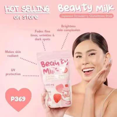 Lychee Flavored Beauty Milk and Strawberry Collagen Powder