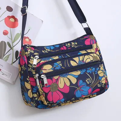 Middle-Aged Women's Oxford Fabric Crossbody Bag, Lightweight, Multi-Layer - 10