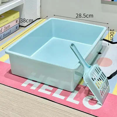 Large Semi-Enclosed Cat Litter Box, Thick Rectangular, Anti-Tracking - 8