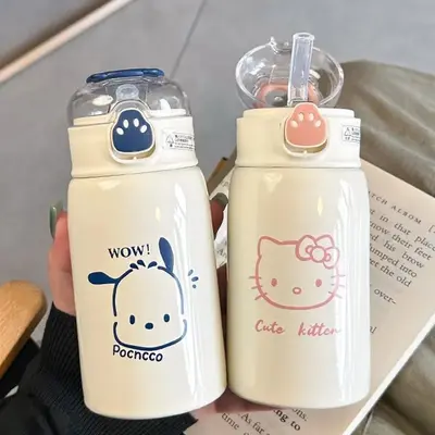 可爱ins猫爪吸管保温杯316不锈钢杯子大容量简约男女学生保温水杯