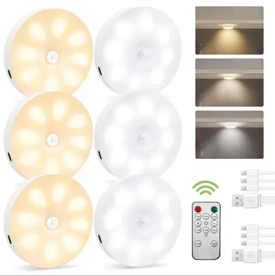 LED-Nachtlicht-Set mit Fernbedienung, Bewegungssensor, USB, magnetisch