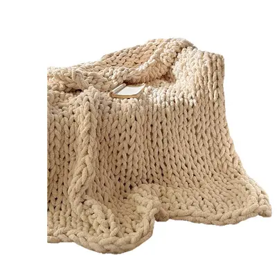Nordic Solid Color Decorative Throw Blanket, Plain Knitted Throw, Minimalist Light Luxury Sofa Bedroom Bed End Nap Air Conditioner Blanket