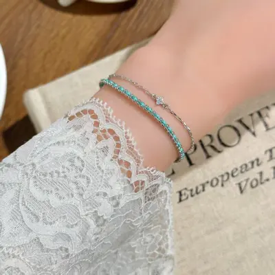 Koreanisches Zirkonia-Weinrebe Doppelreihiges Armband für Damen